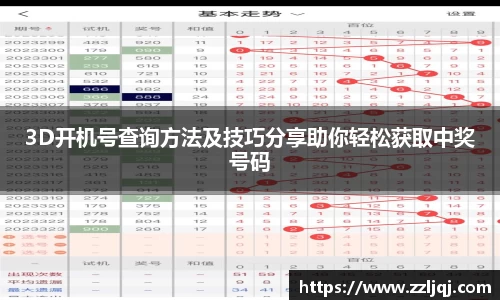 3D开机号查询方法及技巧分享助你轻松获取中奖号码